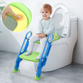 Faltbar Toilettentrainer Lerntöpfchen Baby WC Toilettensitz mit Treppe Blau Grün