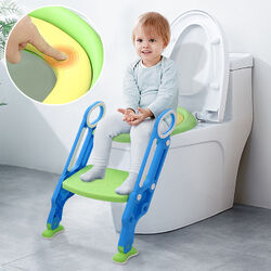 Faltbar Toilettentrainer Lerntöpfchen Baby WC Toilettensitz mit Treppe Blau Grün