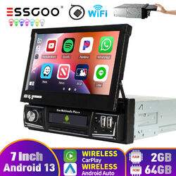 1 DIN Android 13 4+64G Carplay Autoradio Flip Out Touch Screen GPS Nav FM WIFI