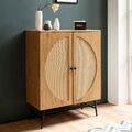 Sideboard FineBuy Highboard 80 cm Anrichte Eiche Dekor Kommodenschrank Geflecht