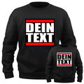 EAKS® Herren Sweatshirt "Dein Text" Wunschtext mit roten Balken / Streifen Pulli