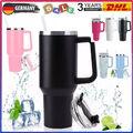 Thermobecher mit Strohhalm und Henkel, 1200ml 40oz Kaffeebecher To Go mit Deckel