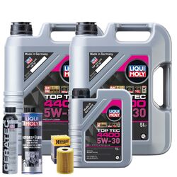 Motoröl 5W30 LIQUI MOLY Top Tec4400 11L+HENGST Ölfilter +Spülung +Cera Tec