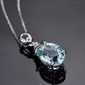 925 Sterling Silber Aquamarin Edelstein Anhänger Halskette Schmuck - DE