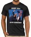 Trump Shot T-Shirt Top | Donald TRUMP 2024 Never Surrender Shirt Mugshot Tee