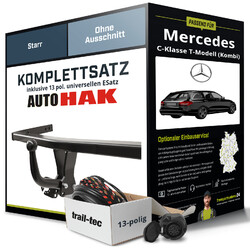 Für MERCEDES C T-Modell Typ S205 Anhängerkupplung starr +eSatz 13pol uni 18- KitJetzt 10% sparen mit dem Code AKTIV