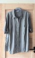 Ulla Popken Damen Long Bluse Gr. 54/56 Anthrazit, 100% Leinen