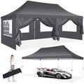 Grau Pavillon 3x3/3x4,5/3x6m Wasserdicht Faltpavillon Pop Up Partyzelt Gartenzel