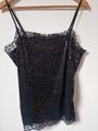 Doppelset Simona Barbieri Pailletten Spitzenrand Unterhemd Abendbluse Top Größe S