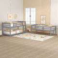 Kinderbett 90x200cm Dreibettbett  Etagenbett Hausbett mit Rutsche und Lattenrost