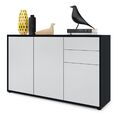 Kommode Sideboard Anrichte Schrank Ben V3 in Schwarz - Hochglanz und Naturtöne