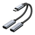 Dual USB-C Splitter Kopfhörer Adapter und Laden - 16 Bit / 60W 2-in-1 Splitter
