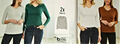 2er Pack Damen Basic Langarmshirts langarm Shirts V-Ausschnitt Slim Fit S M LNEU