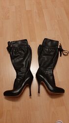 Prada Damenstiefel  Gr.39, original, hoher Absatz, schwarzes Leder, wie neu