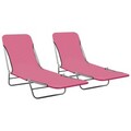 2er Set Gartenliege Strandliege Klappbare Sonnenliege Campingliege Stoff  Rosa