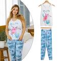 Damen Pyjama Set Pyjama 100% Baumwolle Ärmellos Damen Nachtwäsche Set PJ Nachtwäsche