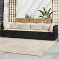 4-tlg. Garten-Lounge-Set mit Kissen Schwarz Poly Rattan