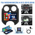 64GB Android 13 Autoradio GPS Navi CarPlay Für NISSAN MICRA 4 K13 2010-2016 +Kam