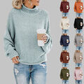 Damen Rollkragen Strickpullover Strickpulli Jumper Warme Sweater Sweatshirt Tops