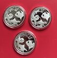 3 x China Panda 10 Yuan 2011, original gekapselt