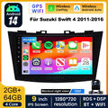 9" Android 14 Auto Radio RDS GPS Navi CarPlay AHD Kam Für Suzuki Swift 2010-2016
