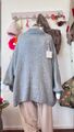 Oversized Strick Pullover mit hohem Kragen Grau One Size   bis Gr. 44