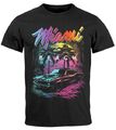 Herren T-Shirt Miami Beach USA Oldtimer Car Palmen Print Fashion Streetstyle