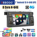 4+64G Autoradio Für BMW 3er E46 M3 Rover 75 MGZT Carplay Android 13 NAVI RDS KAM