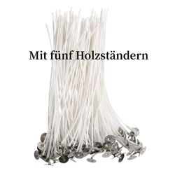 Kerzendocht 100 Stk 2.6-20cm Set Kerzen Selber Machen Dochte mit Fuß+Halter Holz