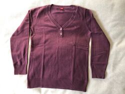 Esprit Strickpullover in Bordeaux mit Knöpfen, L, sehr guter Zustand, klassisch