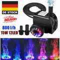 12 LED Teichpumpe 800L/h Garten Koi Springbrunnen Aquarium Tauchpumpe Super ECO