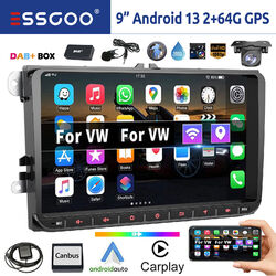 DAB+ 2+64G Carplay Autoradio Android 13 GPS Für VW GOLF 5 6 Tiguan Passat EOS T5