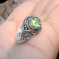 Facettierter Peridot Edelstein 925 Sterling Silber Ring Handarbeit Schmuck