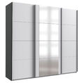 Schwebetürenschrank Barmbek Kleiderschrank 225x64x208cm mit Spiegel weiß graphit