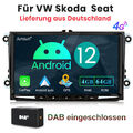 DAB+ Android 12 4+64G Autoradio Carplay Navi SWC Für VW GOLF 5 6 Touran Polo EOS