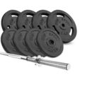 Hop-Sport 39 KG Gusseisen Langhantelset Hantel Set Langhantel Stange Gewichte 