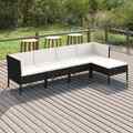 vidaXL 5-tlg. Garten-Lounge-Set mit Auflagen Poly Rattan Schwarz TOS