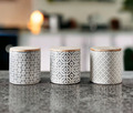 3er Set Keramik Tee Kaffee Zucker Kanister Gläser Geo Prägung Vorratsgläser Kannen