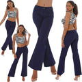 Damen Jeans Schlaghose Indigo Skinny Normal Waist 70er Stretch Loose fit