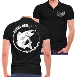 Herren Poloshirt Polohemd Angler Petri Heil Beute fisch hecht carp hobby angeln