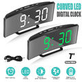 7" LED Wecker Digital Alarmwecker mit Projektion Temperatur USB Tischuhr Snooze