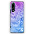 Personalisiert Initialen Handy Hülle Für Sony Xperia 1/5/10 Pink Marmor Harte