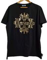 VERSACE JEANS COUTURE HERREN SCHWARZES KURZARM T-SHIRT MIT GOLD DESIGN US -XXXL