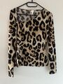 H&M Leo Animal Shirt Top Longsleeve S Beige