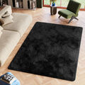 Shaggy Teppich Langflor Einfarbig Schwarz Hochflor Modern Wohnzimmer T