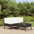 vidaXL 3-tlg. Garten-Lounge-Set mit Auflagen Poly Rattan Schwarz SGH