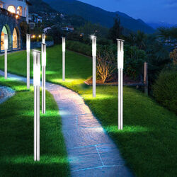 8er Set Außen lampen Garten LED Leuchten Steck Steh Stand Solar Terrasse Hof