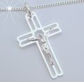 Jesus Kreuz Anhänger Herren Schmuck Echt 925 Silber Schmuck 50 cm Panzerkette