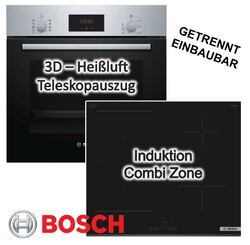 Herdset Bosch Backofen Kindersicherung + Induktionskochfeld Booster autark 60cm