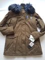 FUCHS SCHMITT-Mantel/Jacke Damen Gr.40=UK14 Webpelzkragen oliv  Stickerei *NEU*